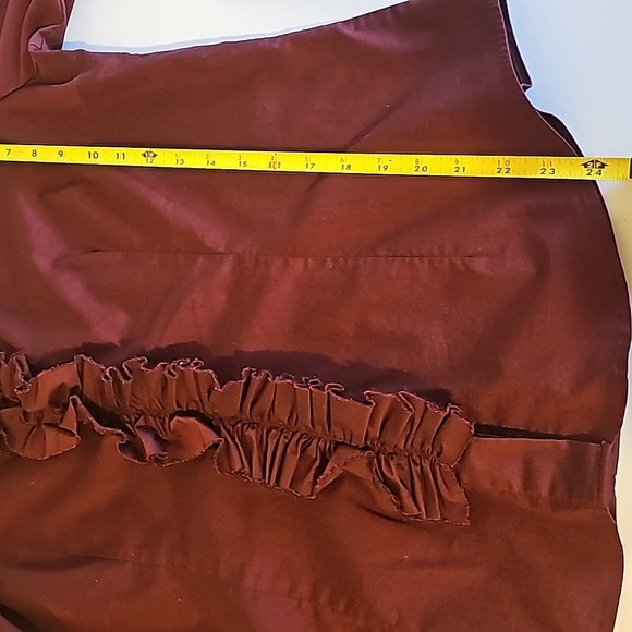 New York & Company Women's Stretch Ruffle Front‎ Long-Sleeves Top Sz XL Burgundy - Picture 10 of 11